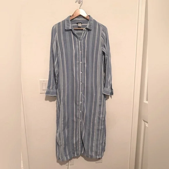 Tommy Bahama Stripped Button‎ Up Cover Up Dress in Blue Sz M - Picture 2 of 5